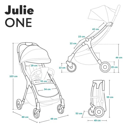 LIONELO Julie One Buggy Kinderwagen bis 22 kg, verstellbare Rückenlehne und Fußstütze, Moskitonetz, Beinwärmer, Getränkehalter und Transporttasche, zusammenklappbar TROPICAL GREEN